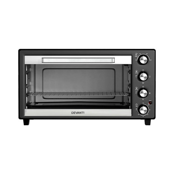 Devanti Electric Convection Oven Bake Benchtop Rotisserie Grill 45L -Home Living Store - -