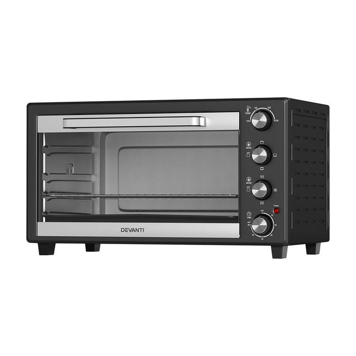 Devanti Electric Convection Oven Bake Benchtop Rotisserie Grill 60L -Home Living Store - -