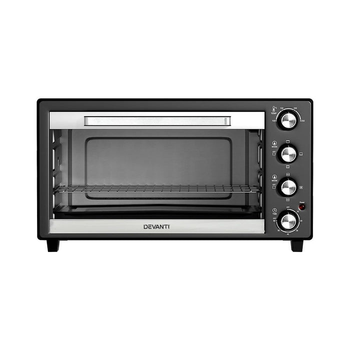 Devanti Electric Convection Oven Bake Benchtop Rotisserie Grill 60L -Home Living Store - -
