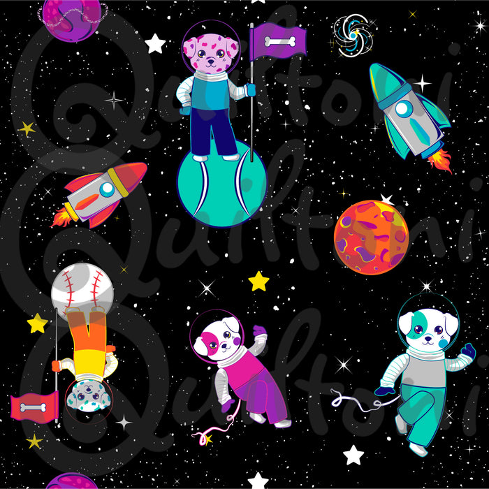 Dogs in Spaaace fabric from Animals in Spaaace Collection 60 inches WIDE!