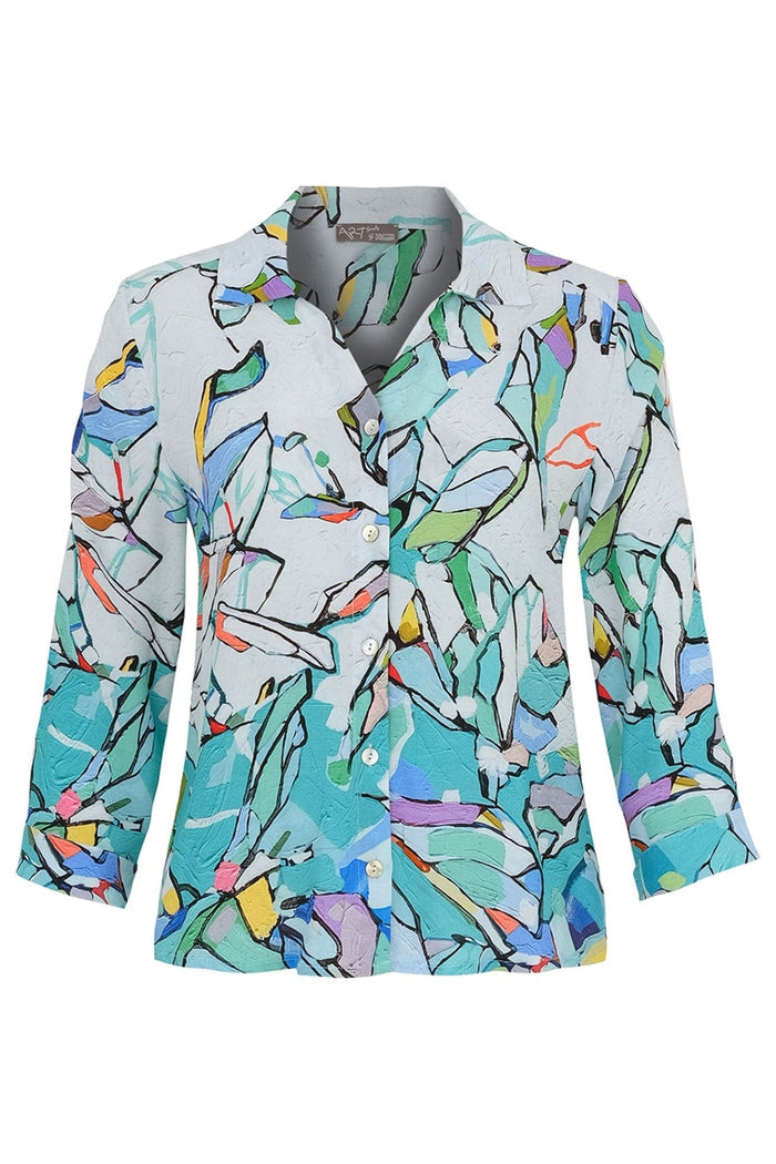 Dolcezza 25617 Blue Half Moon Rising Print Shirt - Dotique