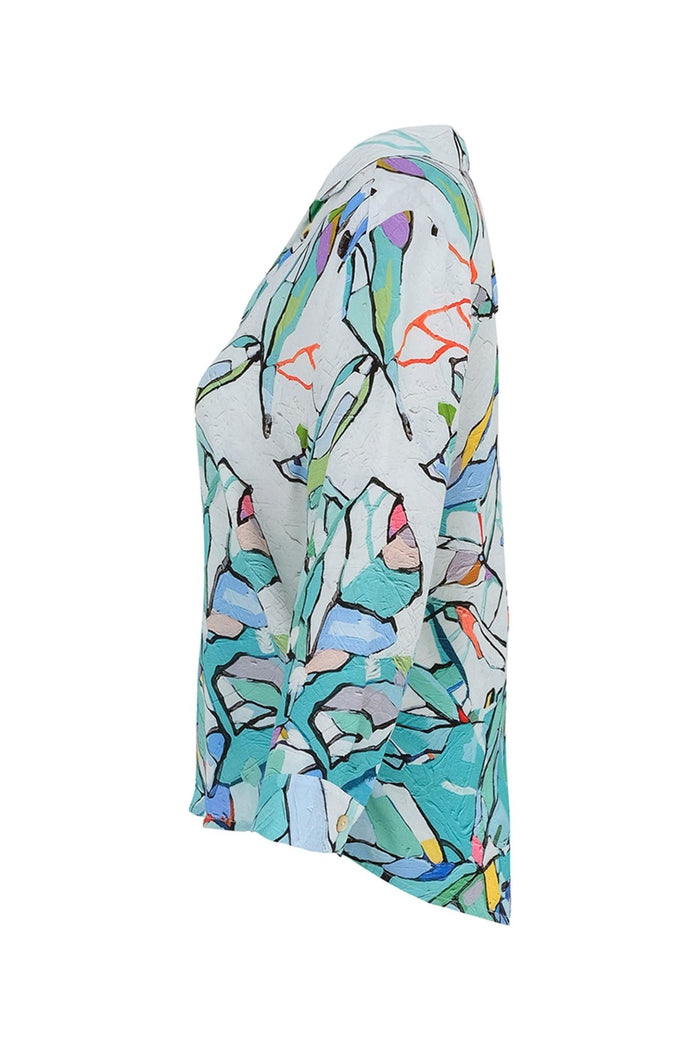 Dolcezza 25617 Blue Half Moon Rising Print Shirt - Dotique