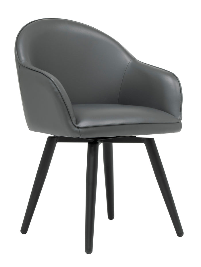 Dome Swivel Office/Dining/Guest Accent Chair w/Arms Blended Leather Metal Legs 70189