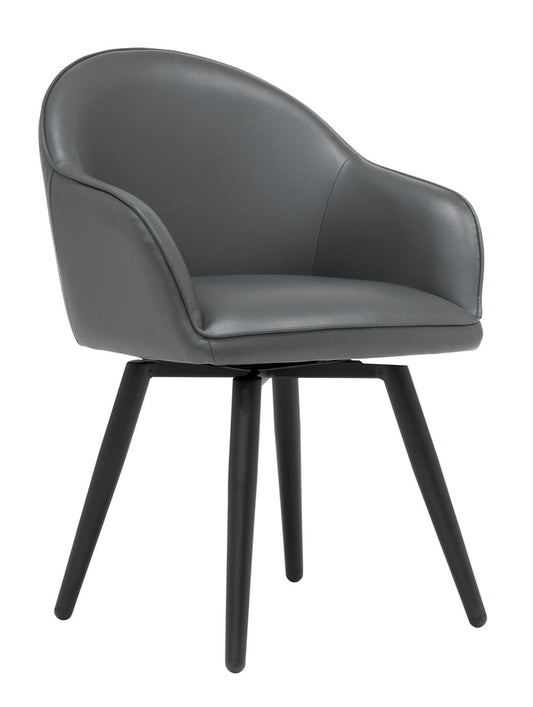 Dome Swivel Office/Dining/Guest Accent Chair w/Arms Blended Leather Metal Legs 70189