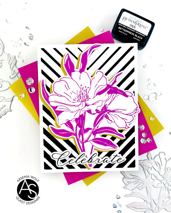 Charming Floral Background Stencil Set & Press Plate – Alex Syberia Designs, BetterPress System compatible, die-cutting, cardmaking supplies, sentiments cardmaking, scrapbooking ideas