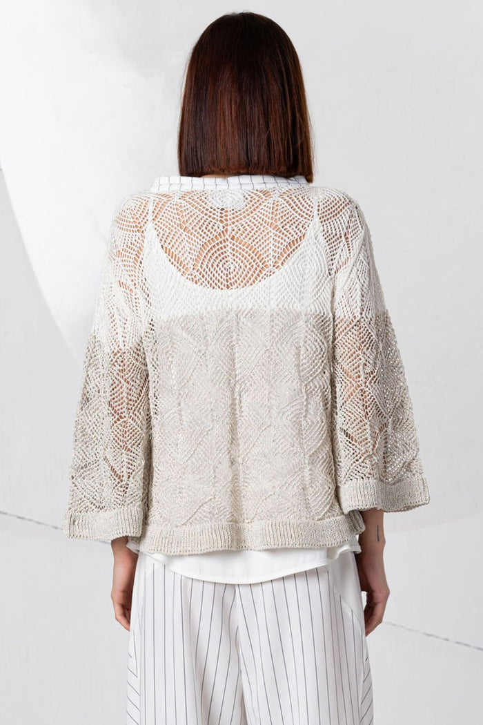 Elisa Cavaletti ELP254014501 White Taupe Mesh Knit Jumper - Dotique