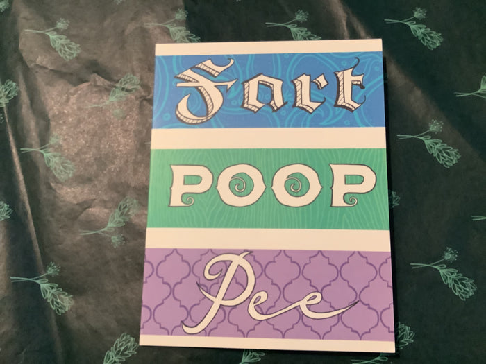 Humor / Fart, Poop, Pee / Blue, Green, Purple