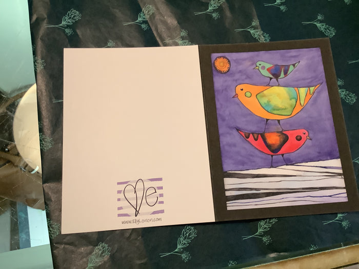 3 Birds Stacked on top of each other / Blank / Multi-color