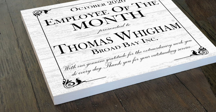 Employee of the Month Award Plaque - Personalized Workplace Recognition Gift