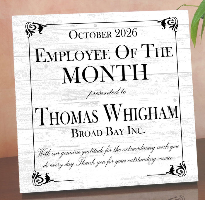 Employee of the Month Award Plaque - Personalized Workplace Recognition Gift