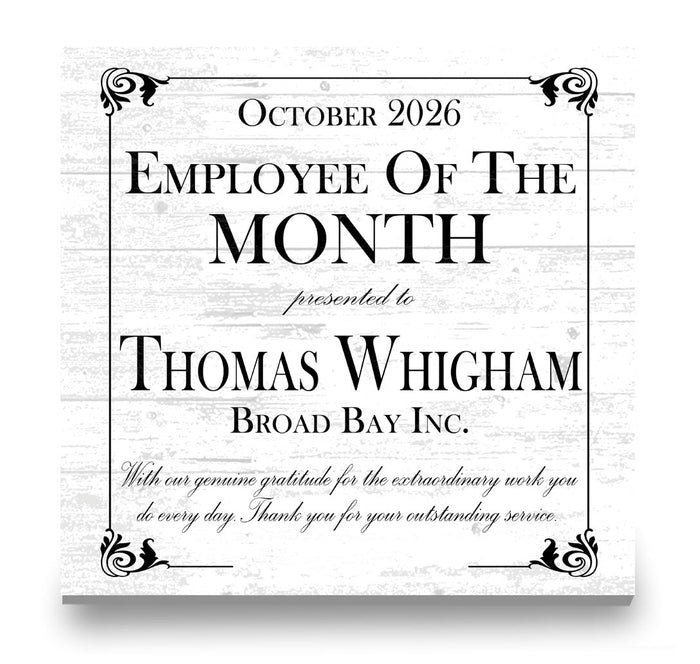 Employee of the Month Award Plaque - Personalized Workplace Recognition Gift