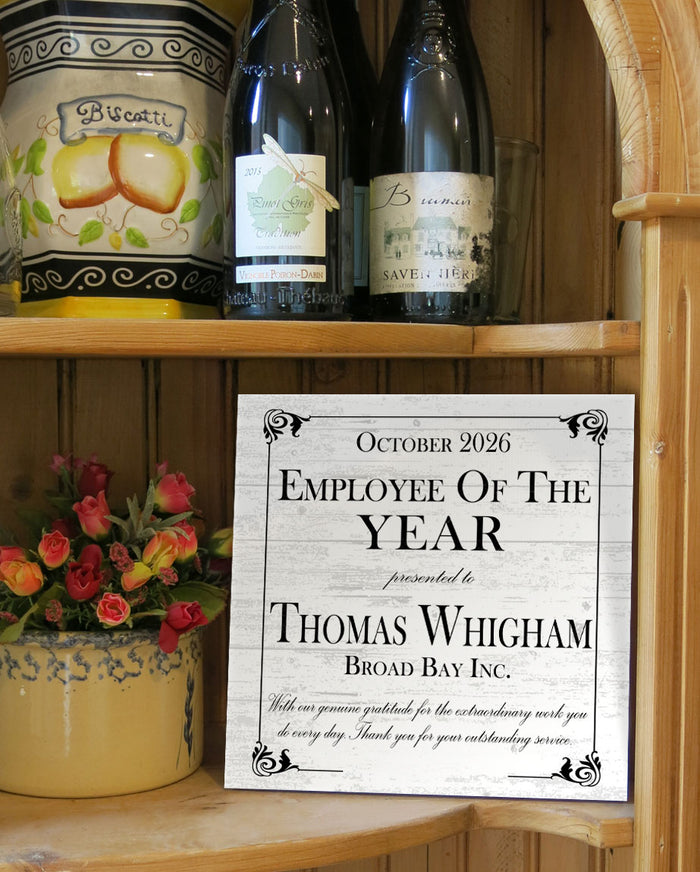 Employee of the Year Award Plaque - Personalized Recognition Gift with Name & Company