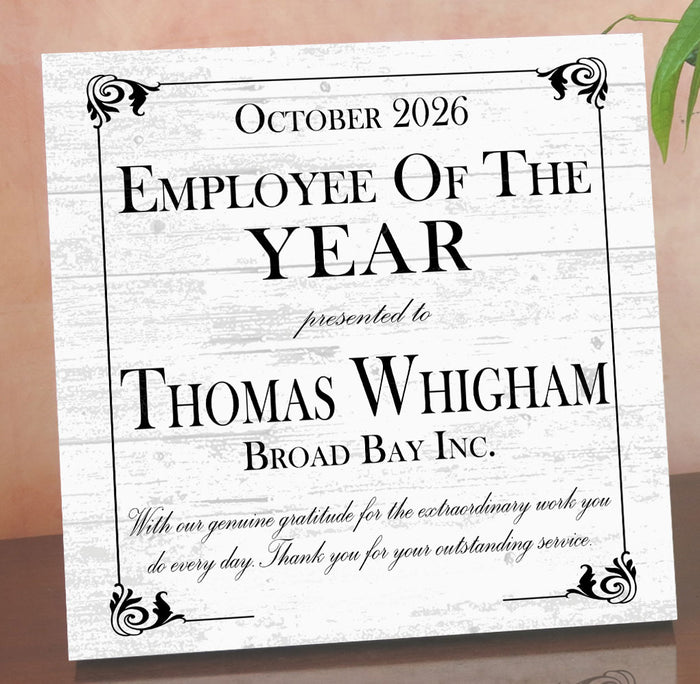 Employee of the Year Award Plaque - Personalized Recognition Gift with Name & Company