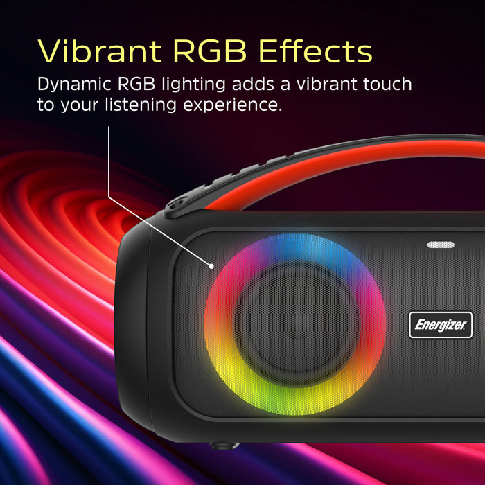 Energizer Portable Bluetooth Party Speaker with RGB lighting with mic | BTS258 Energizer Speaker Euronics Ireland