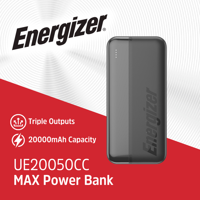 Energizer Power Bank 20,000mAh USB-C | UE20050C Energizer Powerbank Euronics Ireland