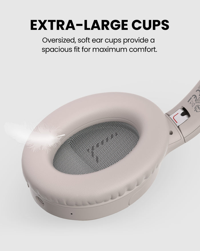 Eon 3D Bluetooth TV Headphones with 3D Surround Sound and Charging Dock, with extra-large earcups and soft ear pads for all-day comfort.