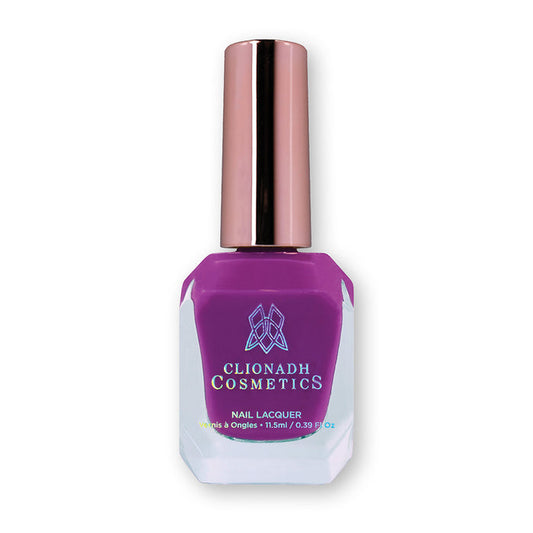 Bottle of nail polish containing Euphoric Nail Lacquer on white background.