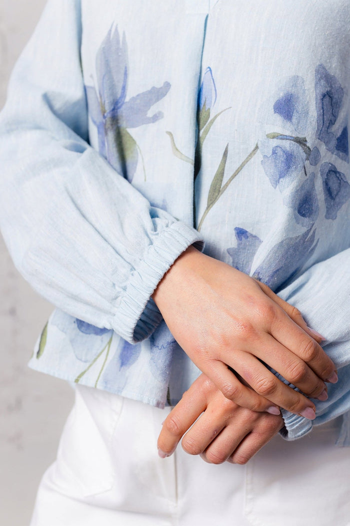 Eve in Paradise 1227 - 26270 - 4000 Mimi Blue Flower Print Blouse - Dotique