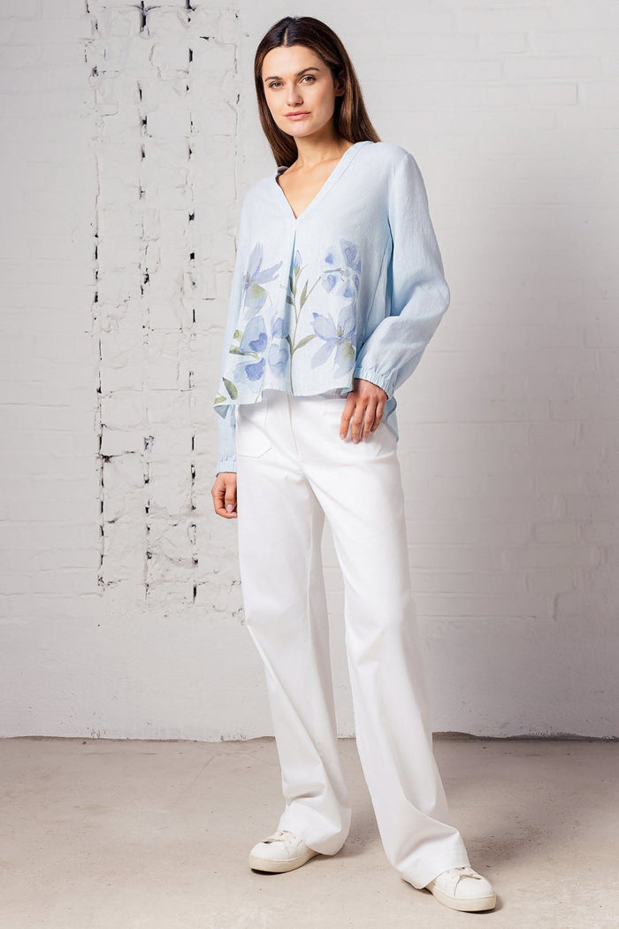 Eve in Paradise 1227 - 26270 - 4000 Mimi Blue Flower Print Blouse - Dotique