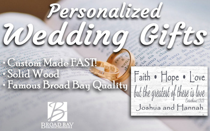 Faith Hope Love Wedding Gift Sign 1 Corinthians 13 But The Greatest of These is Love Bible Verse Sign - Broad Bay Personalized Gifts Shipped Fast