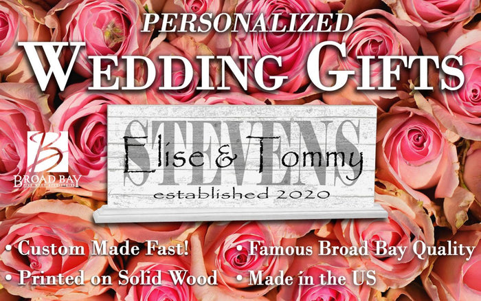 Personalized Wedding Gift or Anniversary Custom Family Established Sign Name & Est. Date - Broad Bay Personalized Gifts Shipped Fast