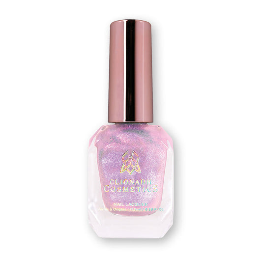 Bottle of nail polish containing Feeling Sky High Nail Lacquer on white background.