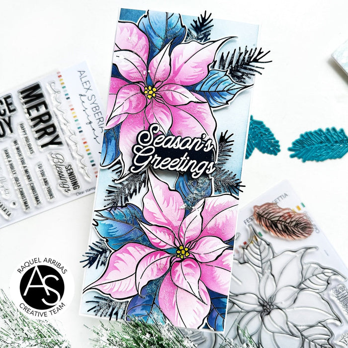 Festive Poinsettia Stamp Die & Stencil Bundle