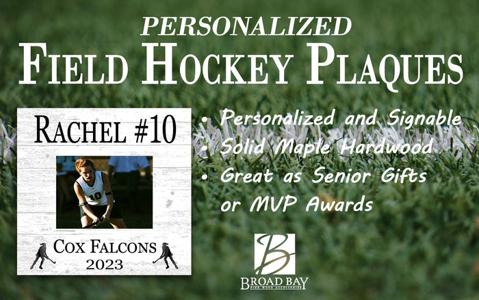 Field Hockey Award Recognition Plaque - Senior Season Year End Gift, Coach or MVP Solid Wood - Broad Bay Personalized Gifts Shipped Fast