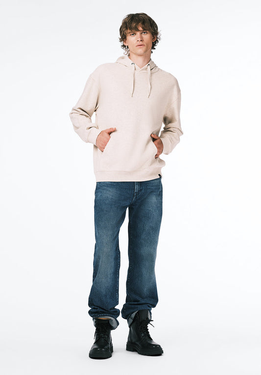 Buffalo Men Sweatshirts Beige Knit Sweatshirt Relaxed Fit Kangaroo Pocket