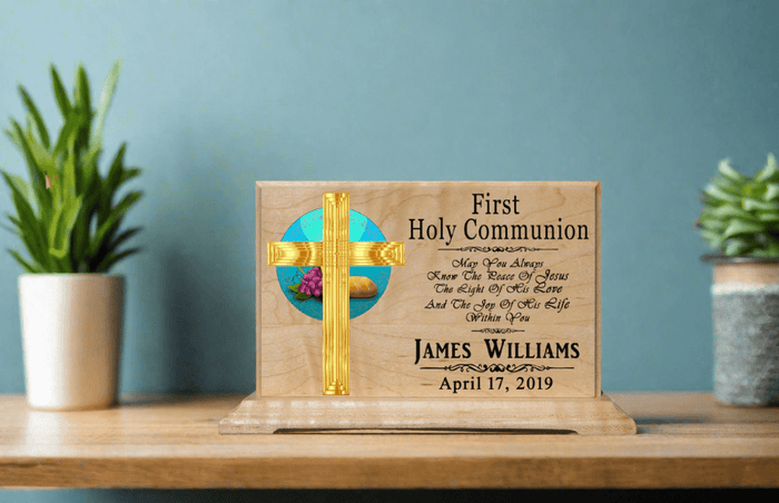 First Communion Gift Plaque Personalized 1st Holy Communion Gift Idea for Boys or Girls - Broad Bay Personalized Gifts Shipped Fast