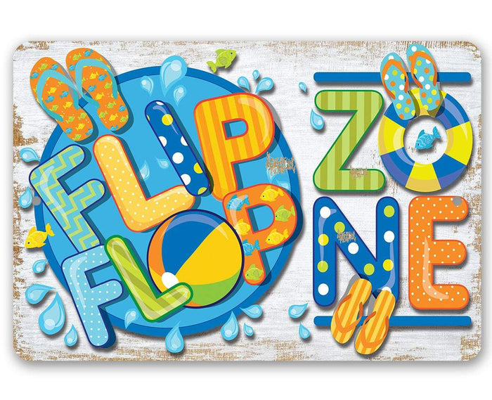 Flip Flop Zone - Metal Sign | Lone Star Art.