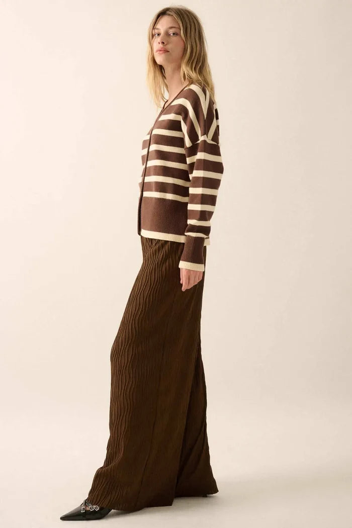 Flow Me Away Wavy Ribbed-Knit Wide-Leg Pants - ShopPromesa