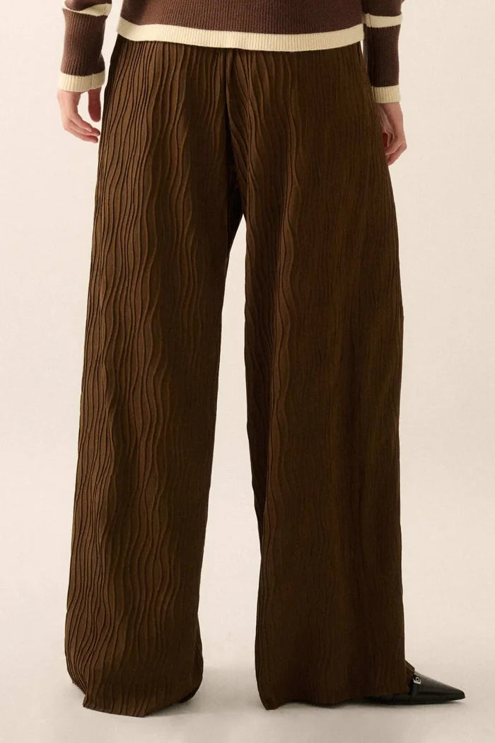 Flow Me Away Wavy Ribbed-Knit Wide-Leg Pants - ShopPromesa