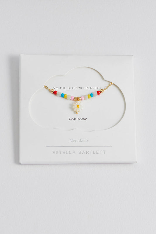 Flower Shell Bead And Chain Necklace