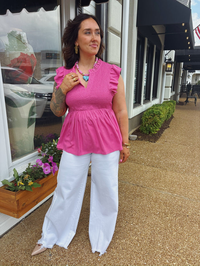 Flutter Sleeve Smocked Top