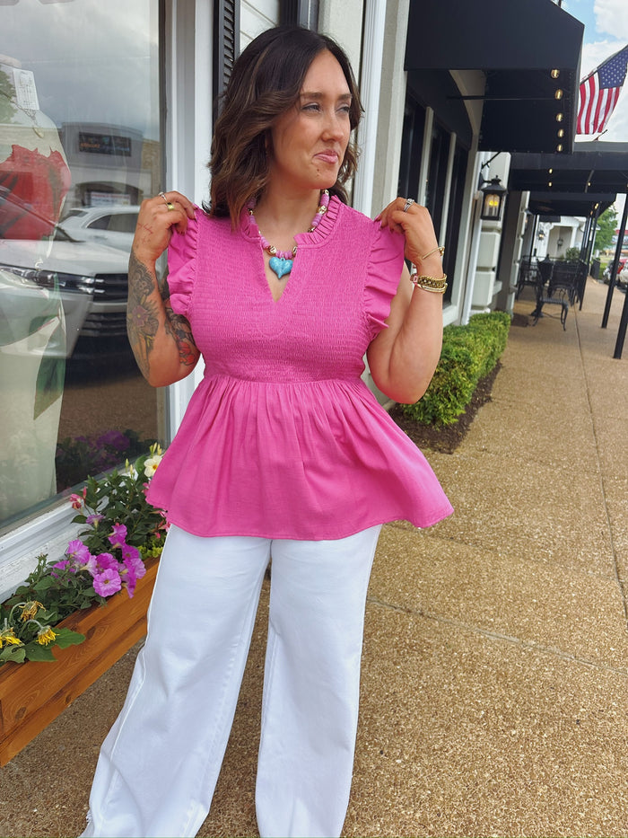 Flutter Sleeve Smocked Top