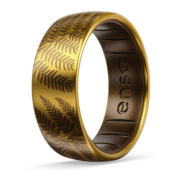 Forest Ferns Metal Hybrid Ring - 18K Gold Plated Titanium