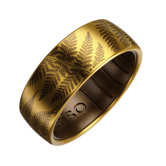 Forest Ferns Metal Hybrid Ring - 18K Gold Plated Titanium