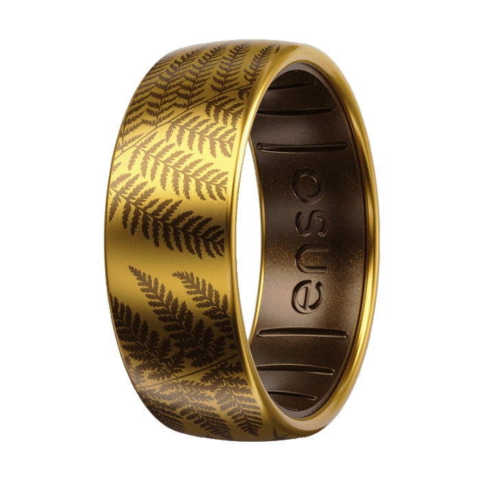 Forest Ferns Metal Hybrid Ring - 18K Gold Plated Titanium