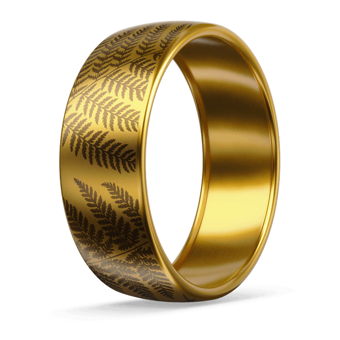 Forest Ferns Metal Hybrid Ring - 18K Gold Plated Titanium