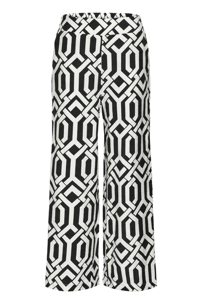Fransa 20616207 FRARIANA PA 4 Wide Leg Trouser Whisper White Black - Dotique