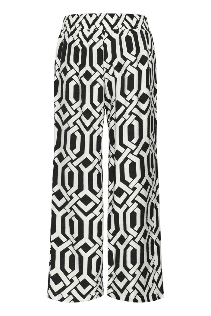 Fransa 20616207 FRARIANA PA 4 Wide Leg Trouser Whisper White Black - Dotique