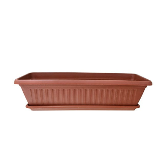 GARDEN MASTERS TERRACOTTA FLOWER TROUGH WITH SAUCER - IDEAL FOR GROWING VEGETABLES, SALADS OR BEDDING DISPLAYS - 20018805 MEGA