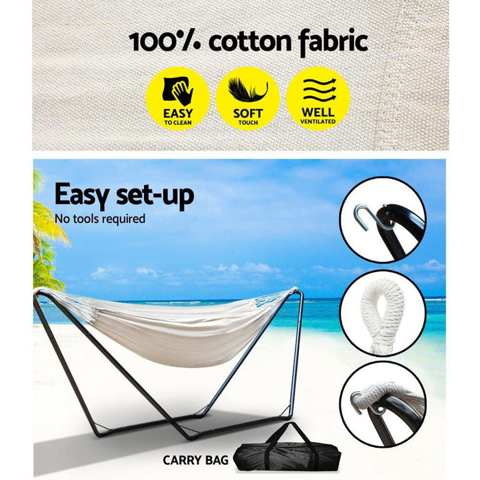 Gardeon Hammock Bed with Steel Frame Stand -Home Living Store - -