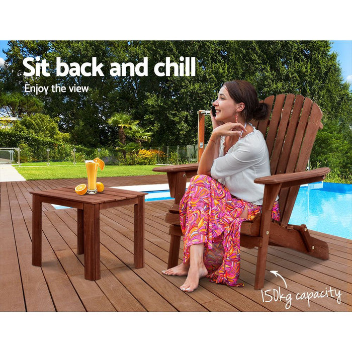 Gardeon Outdoor Folding Beach Camping Chairs Table Set Wooden Adirondack Lounge -Home Living Store - -