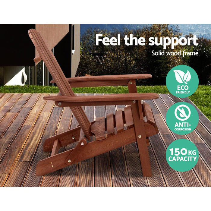 Gardeon Outdoor Folding Beach Camping Chairs Table Set Wooden Adirondack Lounge -Home Living Store - -