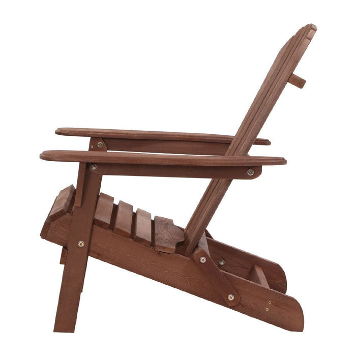 Gardeon Outdoor Folding Beach Camping Chairs Table Set Wooden Adirondack Lounge -Home Living Store - -