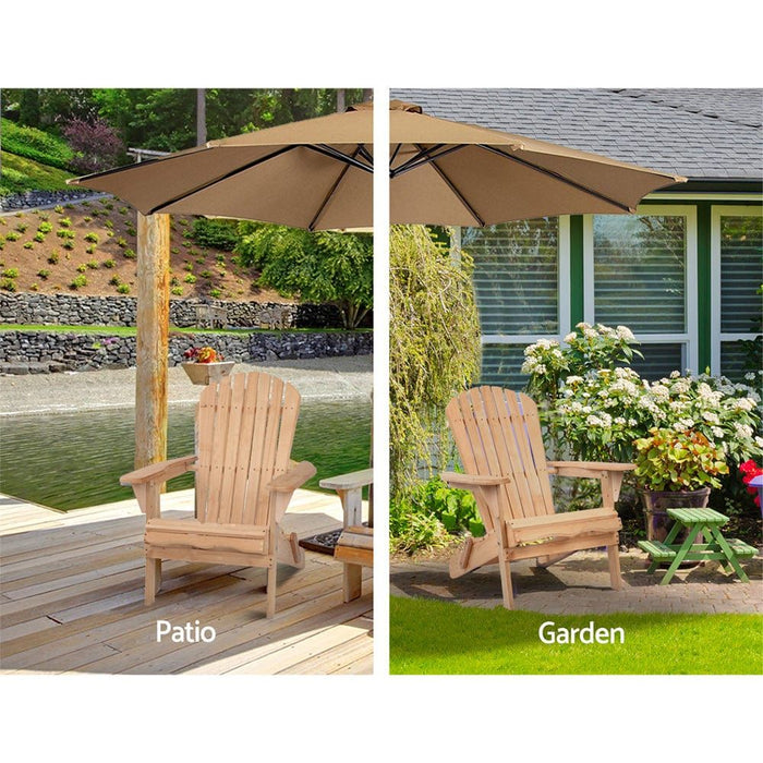 Gardeon Set of 2 Patio Furniture Outdoor Chairs Beach Chair Wooden Adirondack Garden Lounge -Home Living Store - -