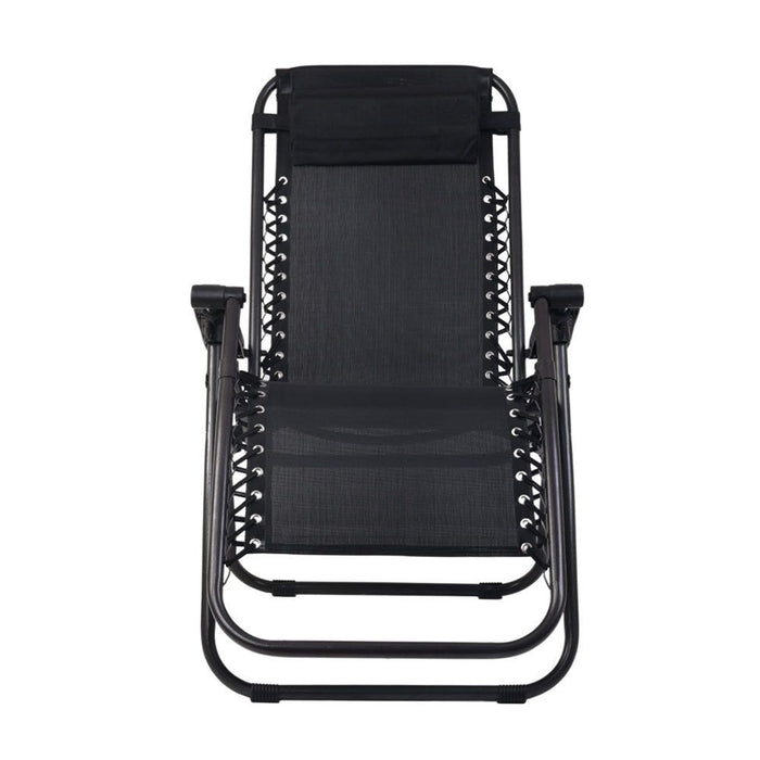 Gardeon Set of 2 Zero Gravity Chairs Reclining Outdoor Furniture Sun Lounge Folding Camping Lounger Black -Home Living Store - -