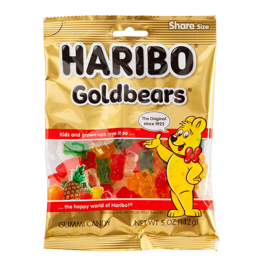 Gold Bears Haribo Gummi Candy 5oz Bags - 12ct